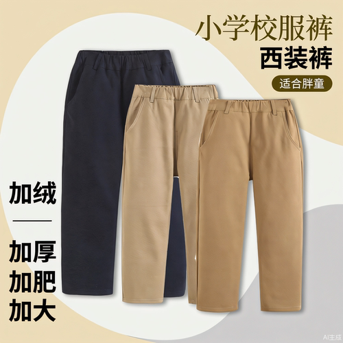 小学校服裤加肥加大藏青黑色西裤