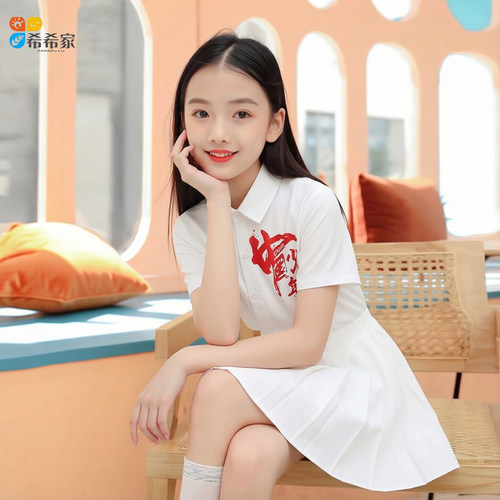 甜美女童纯白JK百褶短裙学院风