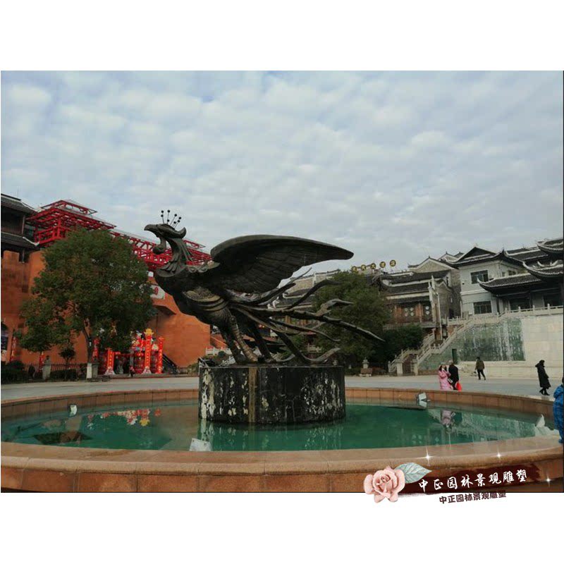 定制玻璃钢铜雕大型雕塑仿真凤凰广场公园景区景观动物装饰摆件