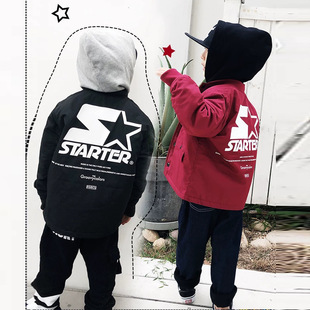 男童夹克衫学生夹棉加厚外套日系潮牌秋春新款中等厚度1-8岁