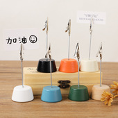 复古原木便签卡片名片夹子桌面明信片立式 照片夹留言夹装 饰摆件