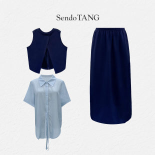 时髦焦点 休闲上衣马甲半裙套装 胖多女装 时尚 新款 高定套装