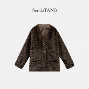 秋冬新款 大码 胖多女装 迷人法则 保暖气质百搭外套 软糯毛外套