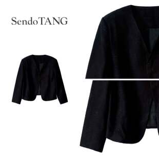 短款西装【暗纹生花】胖多女装春款气质设计感时尚新款西装外套