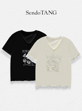 现货蕾丝拼接【浪漫花语】胖多女装新款时尚高级感宽松百搭上衣