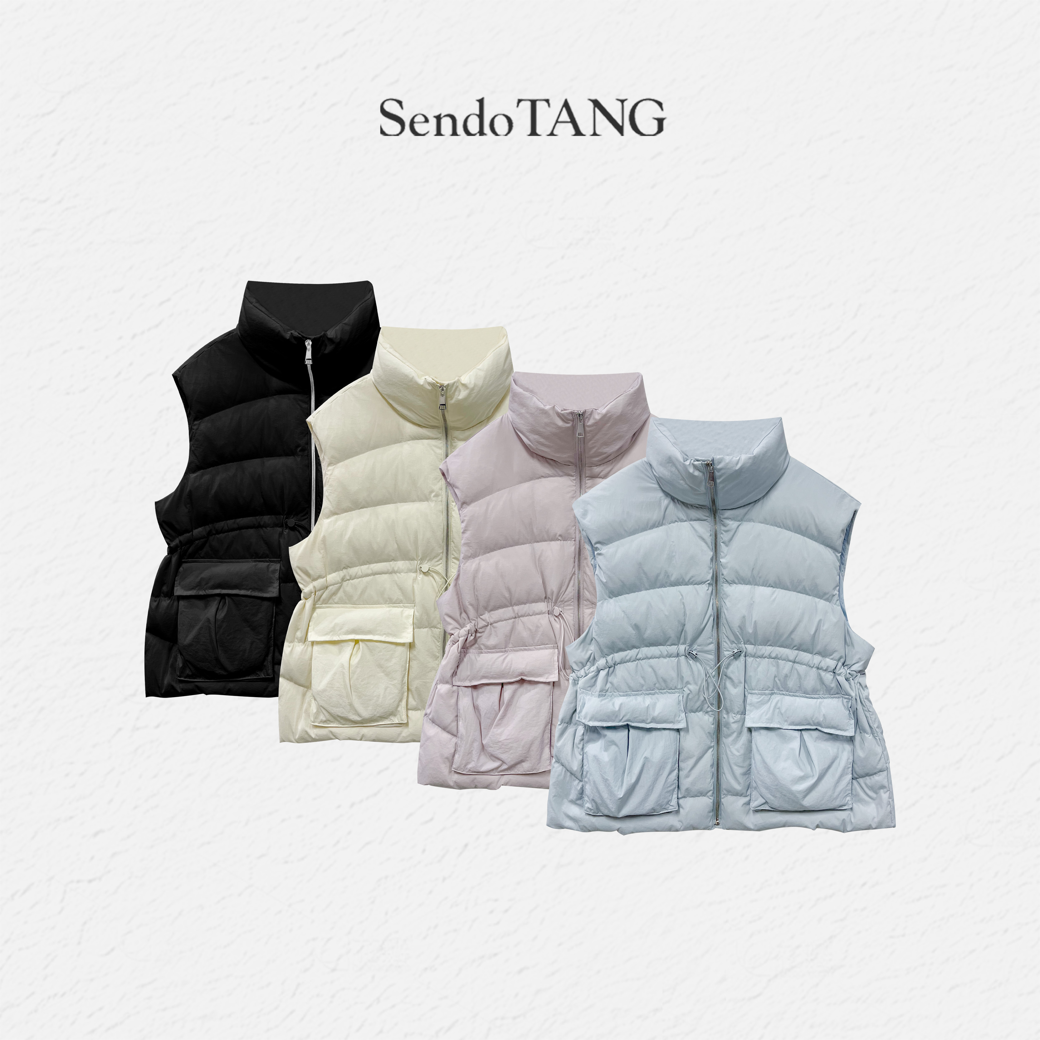 大码羽绒马甲【花束】立领收腰显瘦胖多大码新款时髦百搭羽绒服