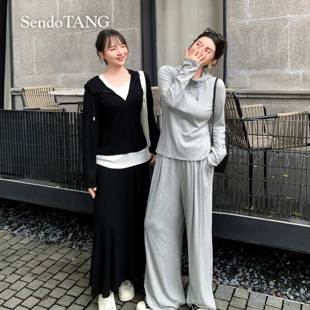 茶苓 背心连帽外套半裙超火穿搭一整套胖多女装 套装 时尚 新款