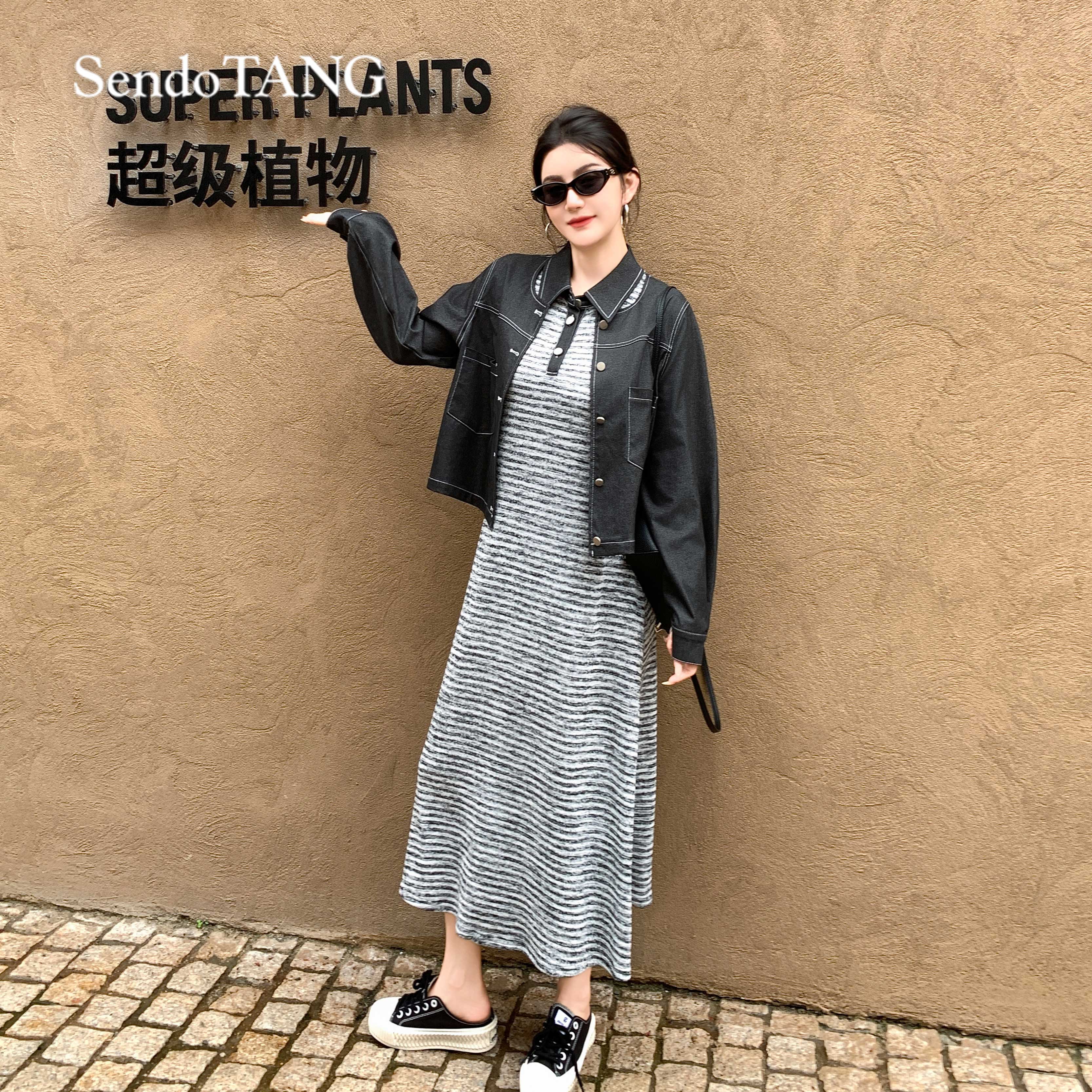 外套连衣裙套装遮肉显瘦新款时尚高级感【御风而来】大码女装