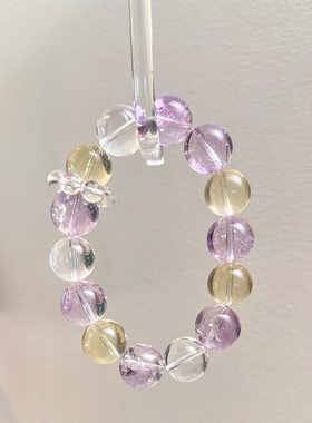 糖果多巴胺天然紫水晶白水晶海蓝宝大珠多宝水晶手串送闺蜜