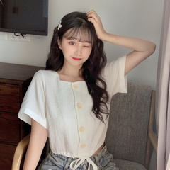 Real shot 2021 new spring Korean summer casual loose thin cute small shirt short sleeve