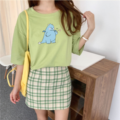 Real cotton 2021 new spring and summer season loose Korean Short Sleeve T-Shirt