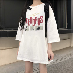 Guantu cotton 2021 Japanese and Korean women's wear letter printing age reducing foreign style base short sleeve T-shirt