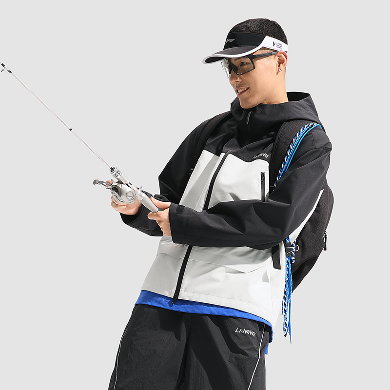李宁冲锋衣2025春季男士防泼水连帽运动外套宽松休闲夹克AFDU689