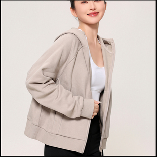 李宁2025冬季新款健身系列女子加绒保暖宽松开衫连帽卫衣AWDU562