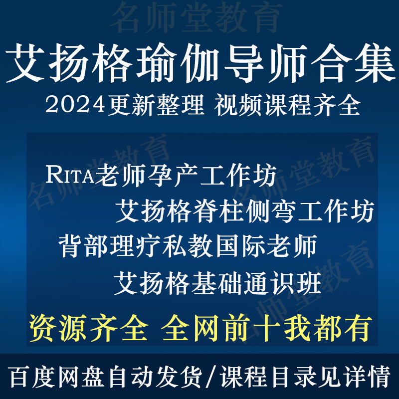 艾扬格大师国际名师理疗工作坊 瑜伽教培基础体式示范高清视频课