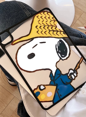 超创意动漫史努比适用无盖ipad11保护壳10代亚克力air45硬壳mini67磁吸笔槽10.2寸平板pro11Air11单面5代9.7