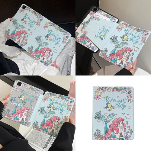 超创意适用ipad11A16保护套第10代10.9书本式pro11/12.9笔槽720旋转9代10.2寸air45美人公主mini67透明y折9.7