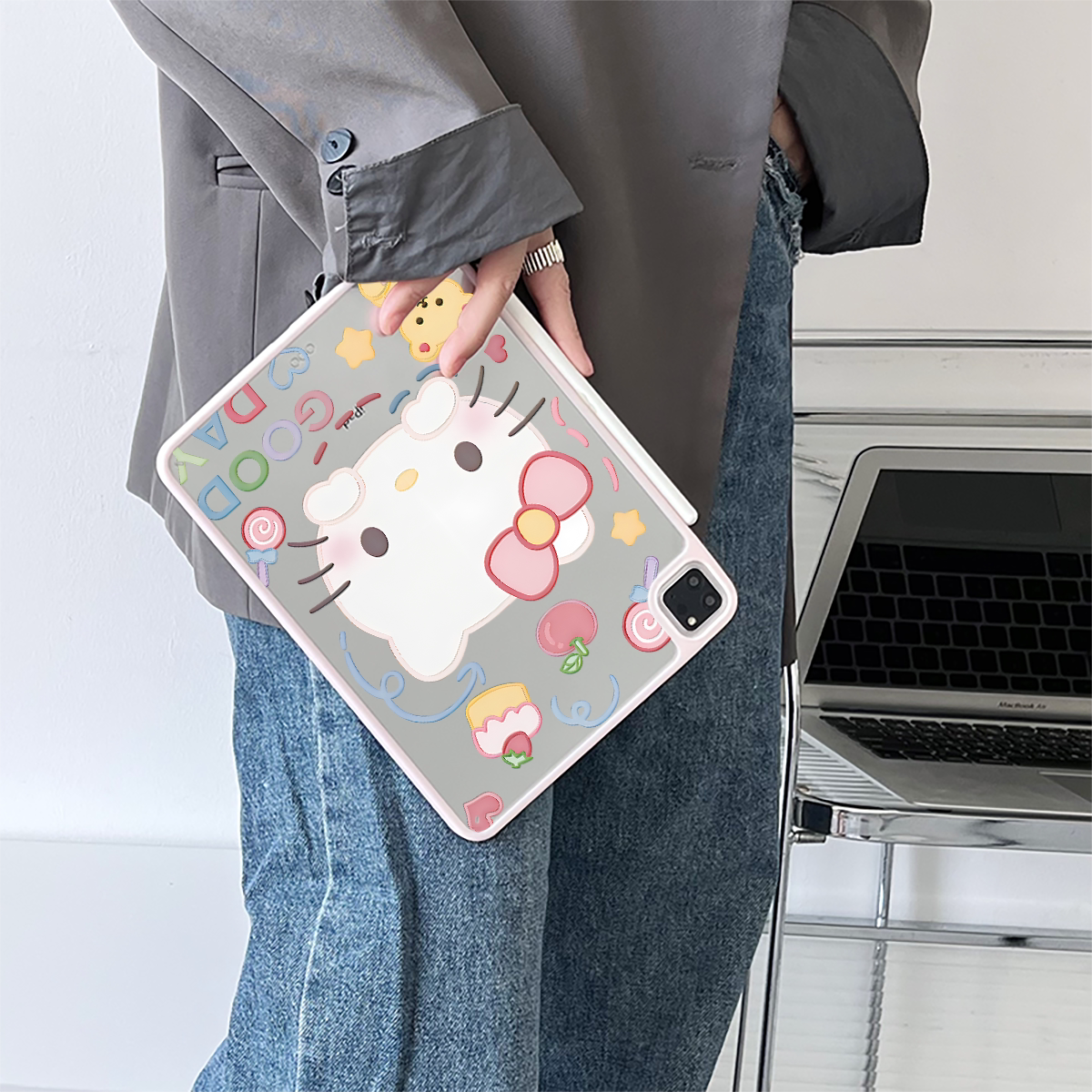 超创意适用无盖iPad11代A16保护壳10代磁吸笔槽Pro11Air11可爱小猫8/9代10.2寸亚克力air45硬壳mini67平板9.7图片