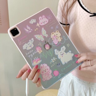12.9硬壳9.7平板套 超创意适用无盖ipad11a16保护壳10代亚克力air45全包mini67磁吸笔槽10.2寸小狗兔子pro11