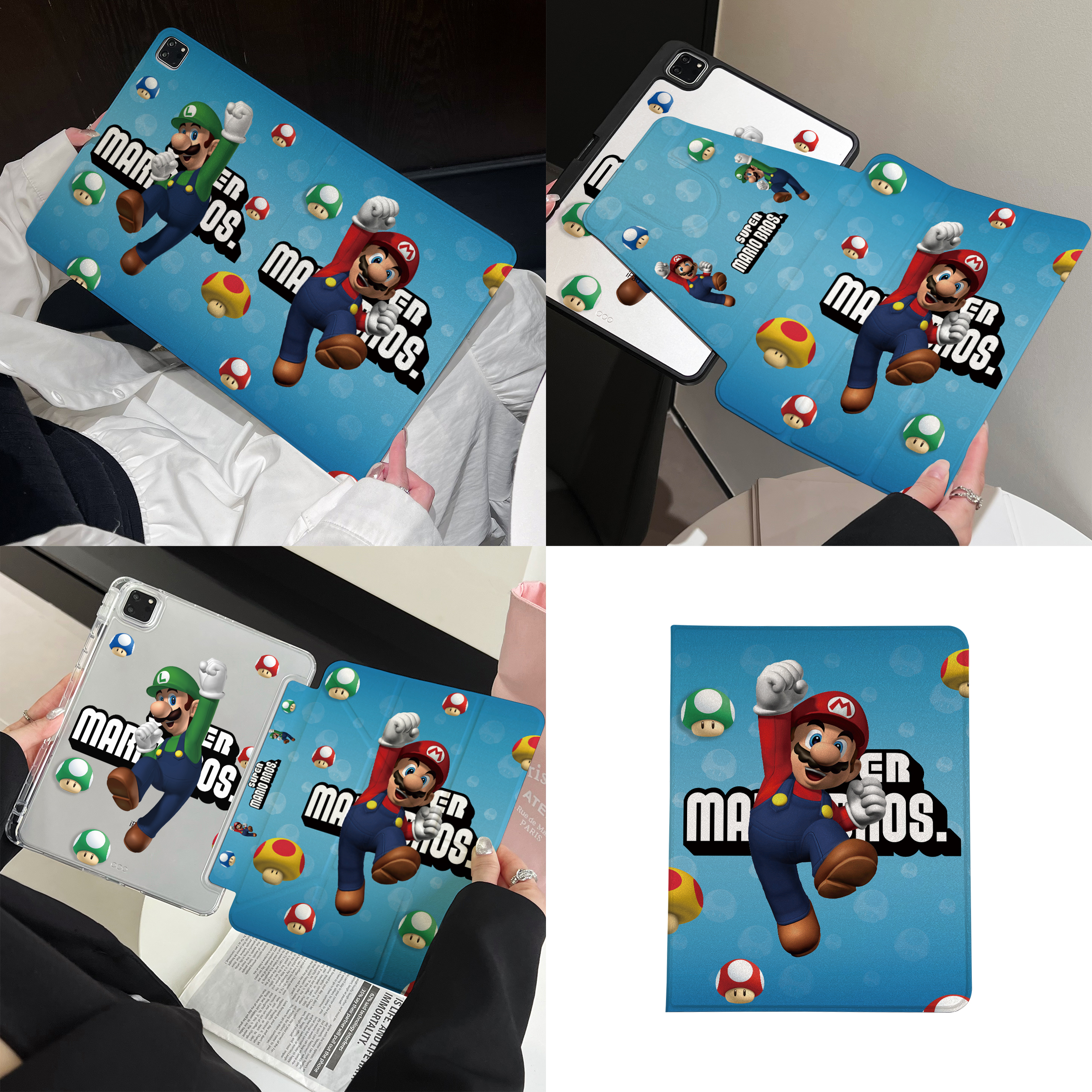 超创意适用ipad11A16保护套第10代10.9书本式pro11/12.9笔槽720旋转9代10.2英寸air45马里奥mini67透明y折9.7