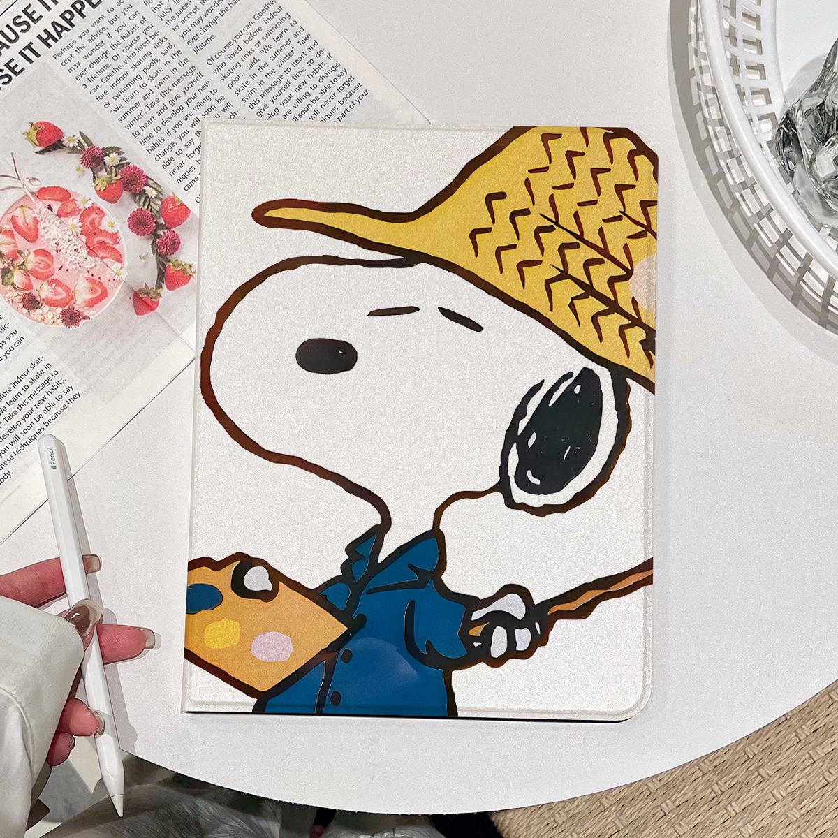 超创意书本式适用9代ipadpro平板保护壳套11寸2024可爱史努比2021款10.2/12.9带笔槽10代10.9软壳9.7air2/6/5