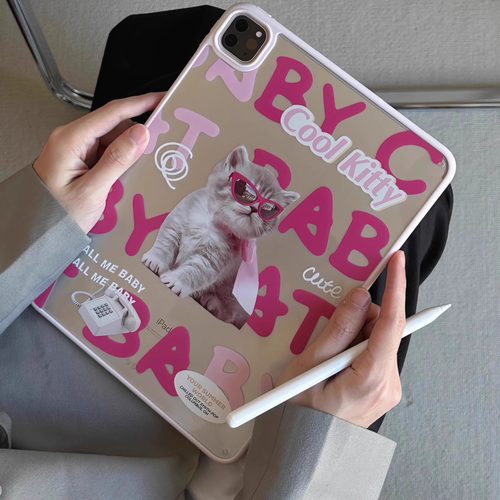 超创意甜酷可爱墨镜猫咪适用9代无盖ipad10.2寸保护壳10/11代A16全包air45磁吸笔槽mini67亚克力pro11硬壳9.7