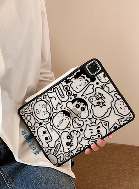 超创意适用9代无盖ipad11A16保护壳第10代10.9单面小新10.2寸亚克力air45mini6硬后壳pro11Air11磁吸笔槽9.7