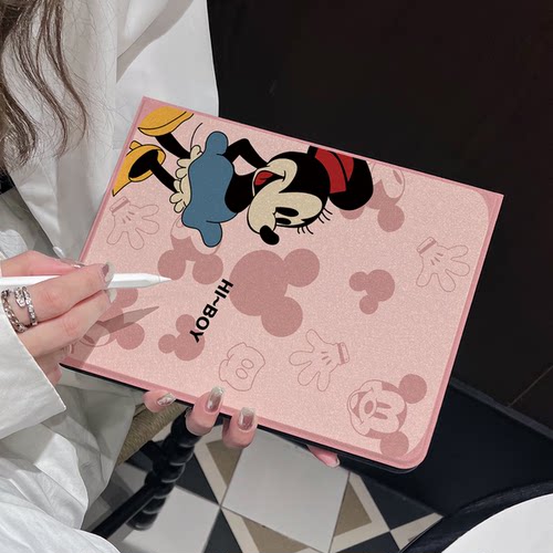 超创意书本式适用硅胶ipadpro11保护壳套2022第10代11代A16软壳air45翻盖蚕丝纹mini67小老鼠8/9代10.2寸9.7