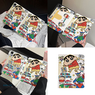 超创意适用ipad11a16平板保护套10代书本式 pro11Air11笔槽720旋转9代10.2寸air45卡通小新mini67透明y折9.7寸