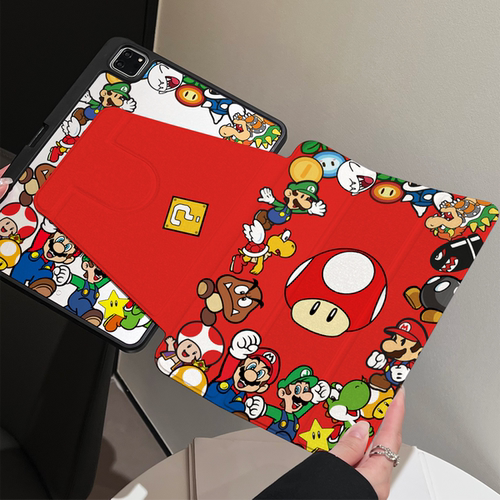 超创意【360旋转】适用ipad11a16平板保护套pro11Air11笔槽8/9代10.2寸馬里奥10代10.9亚克力air45三折mini67