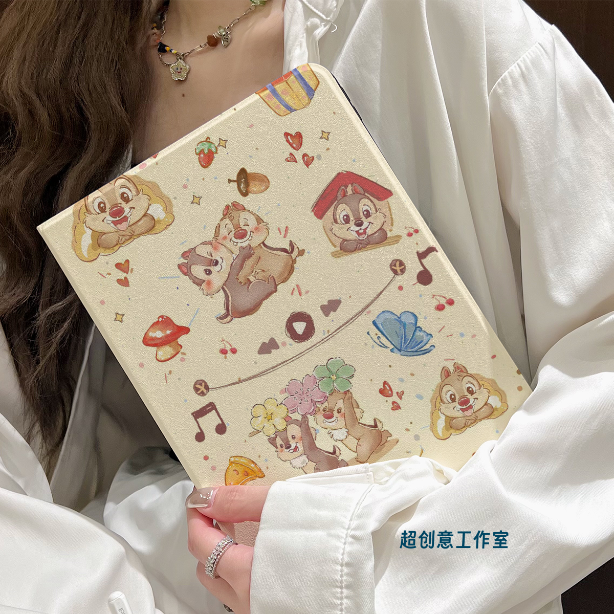 超创意书本式适用2025ipad11a16平板保护套10.9第10代2021款10.2寸air45翻盖mini67小松鼠pro11Air11软壳9.7