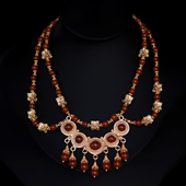 嗷呜原创唐风婚服项链女玛瑙软璎珞双层项链汉服配饰华丽富贵