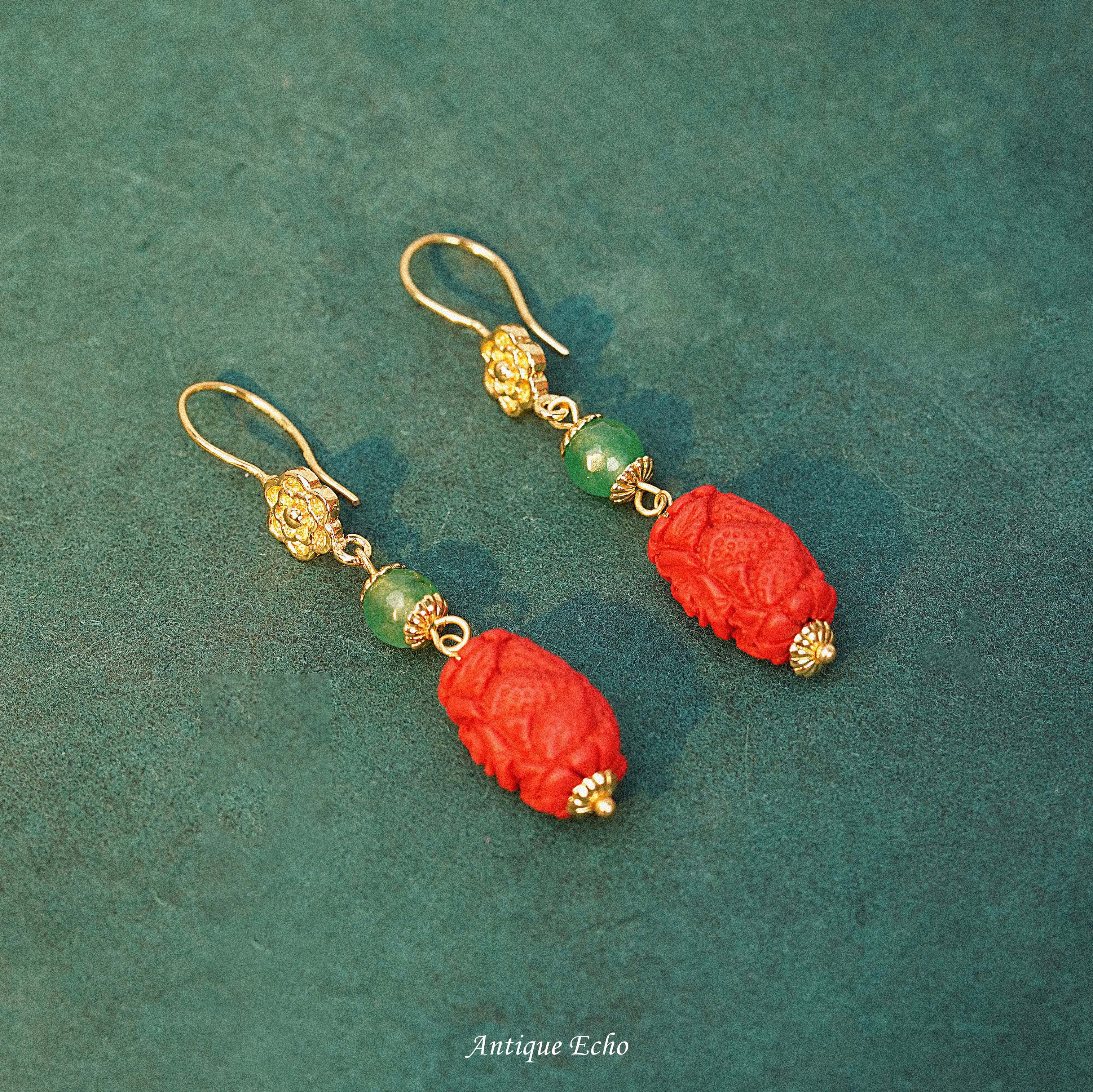 Antique Echo中古饰品vintage原创设计红色玫瑰高级感轻奢耳环女,饰品/流行首饰/时尚饰品新,耳钉,淘宝优惠券,粉丝福利购,淘宝优惠卷