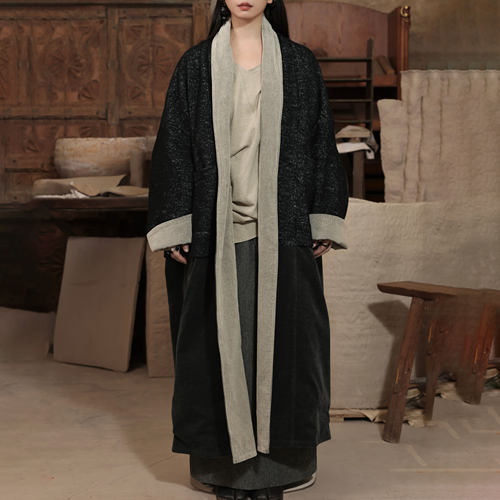 两面穿拼接廓形感大衣外套