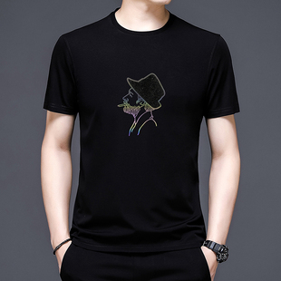 汗衫 正品 潮 上衣体恤男士 t恤男圆领印花人头半袖 保罗夏季 冰丝短袖
