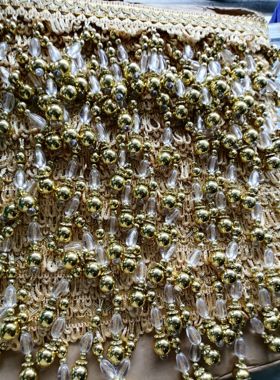 9cm金黄色窗帘珠子花边水晶珠子吊坠吊穗吊球窗帘流苏满20元包邮