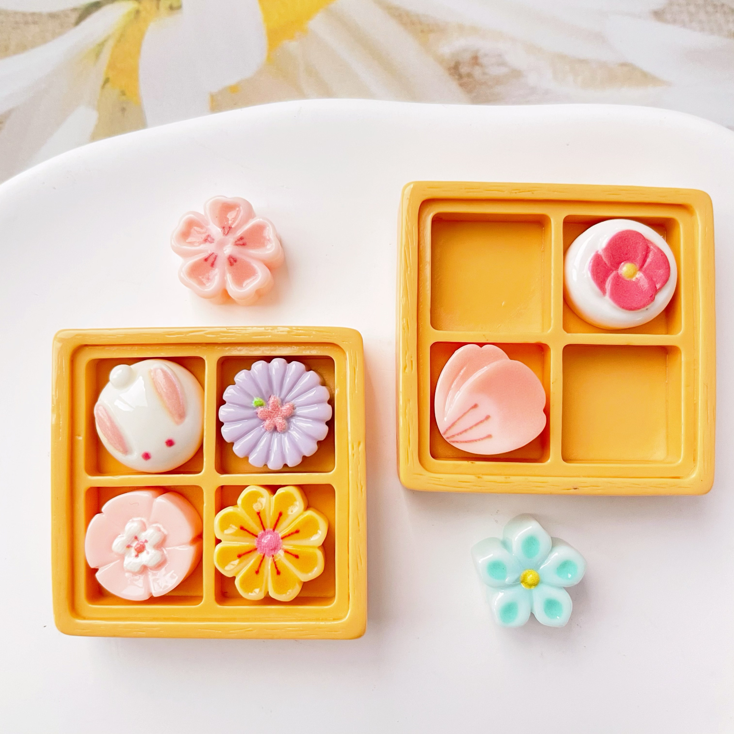 四宫格盘小食月饼仿真微缩食物甜点儿童奶油胶玩具diy迷你手工