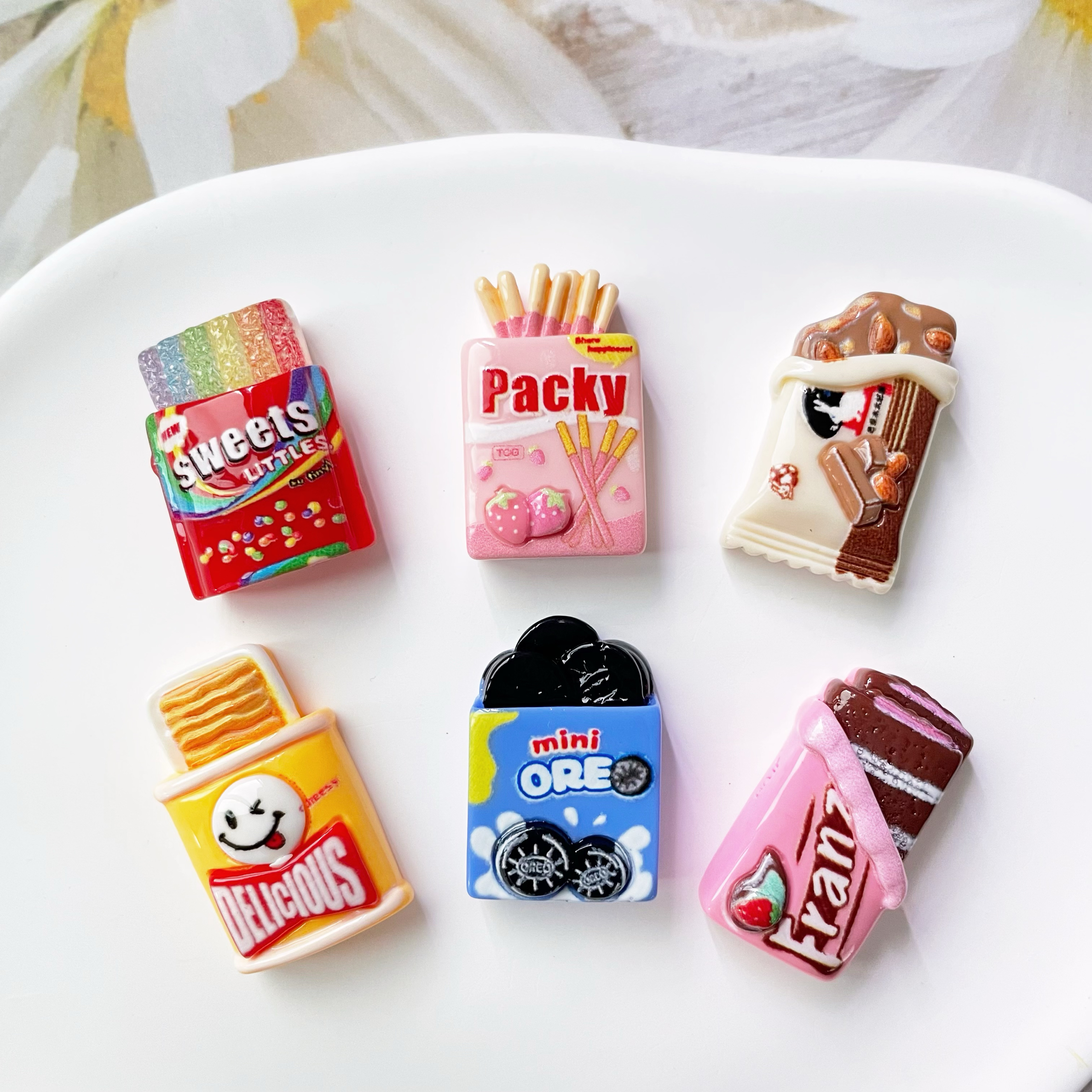 薯片巧克力零食食玩树脂儿童奶油胶玩具diy微缩迷你手工发夹贴片