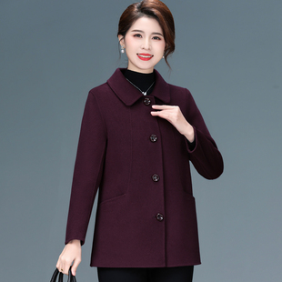 双面零羊绒大衣女短款小个子2025秋新款羊毛中老年妈妈装毛呢外套