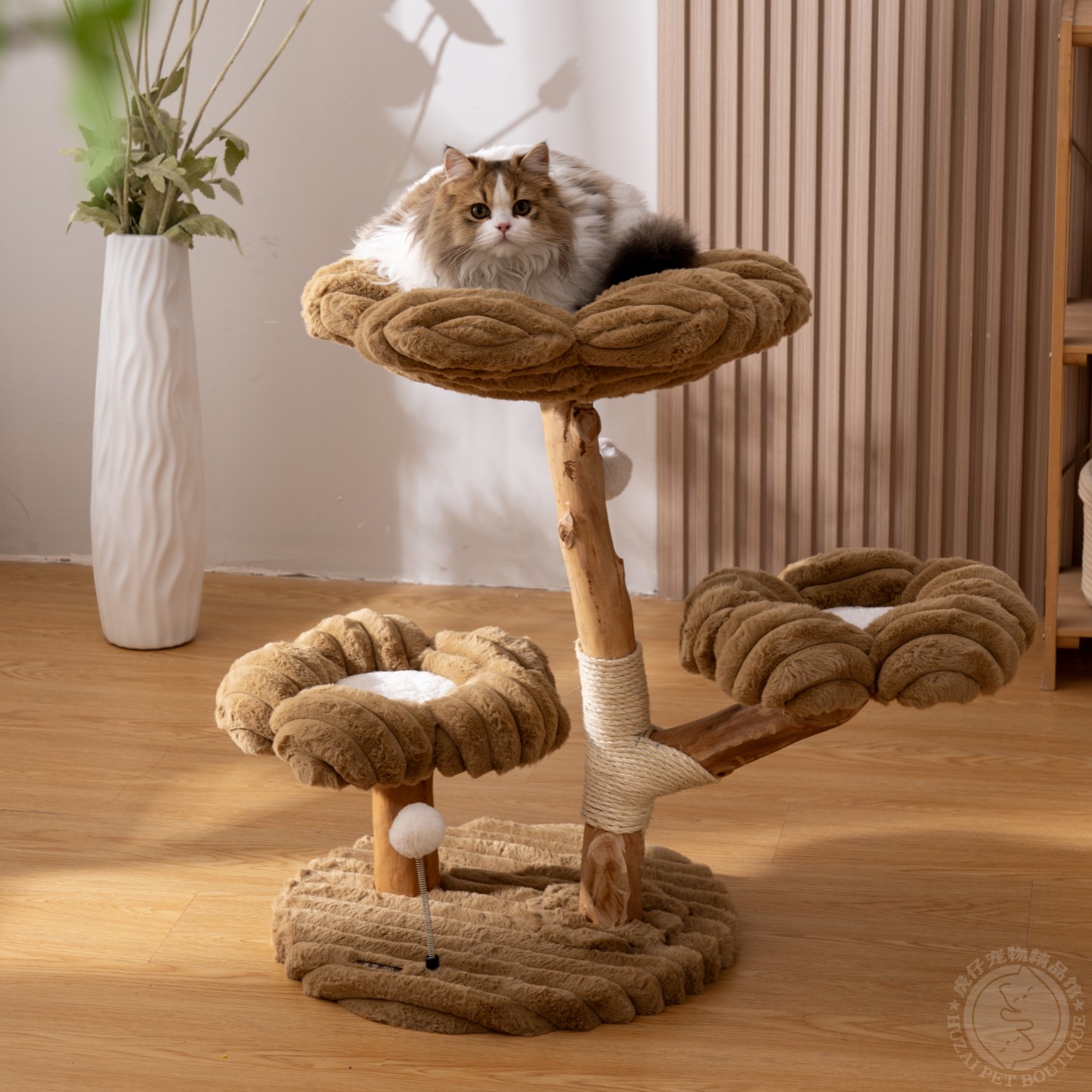 花朵猫爬架实木猫架子