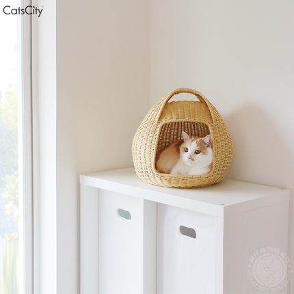 CatsCity原创设计纯手工藤编秋冬保暖猫窝猫床四季通用透气猫篮子