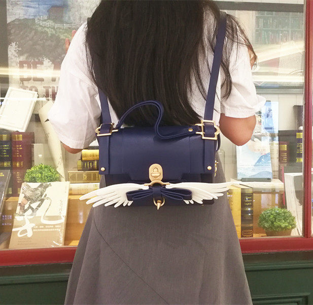 【苗大人】翅膀双肩包女可爱时尚单肩包女休闲斜挎包多用包大容量