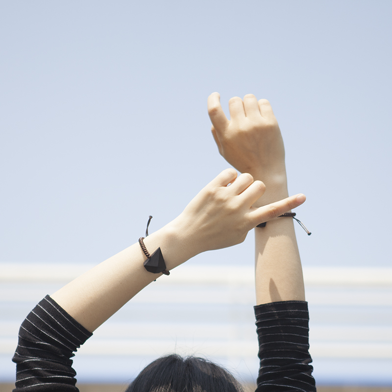 切面不规则心形编织绳情侣手链