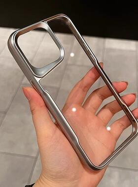 刀锋系列钛金属灰银色不规则边框适用小米15手机壳14Pro新款创意14ultra透明亚克力高端奢华高级磁吸防摔硅胶