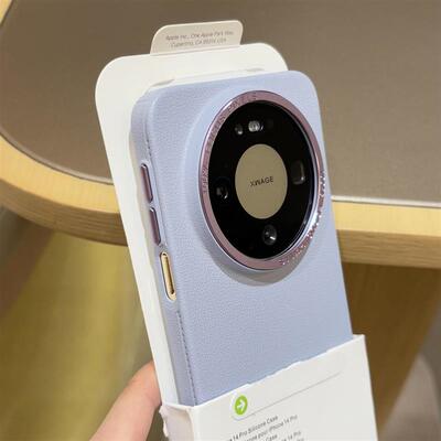 高端轻奢金属荔枝纹浮雕颗粒防滑适用华为mate80/70pro小米17prom