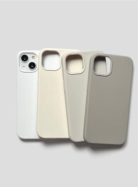 适用苹果15max古董白15pro博主同款浅灰色糯叽叽液态硅胶13mini适用11苹果14手机壳iPhone12保护套防摔x全包