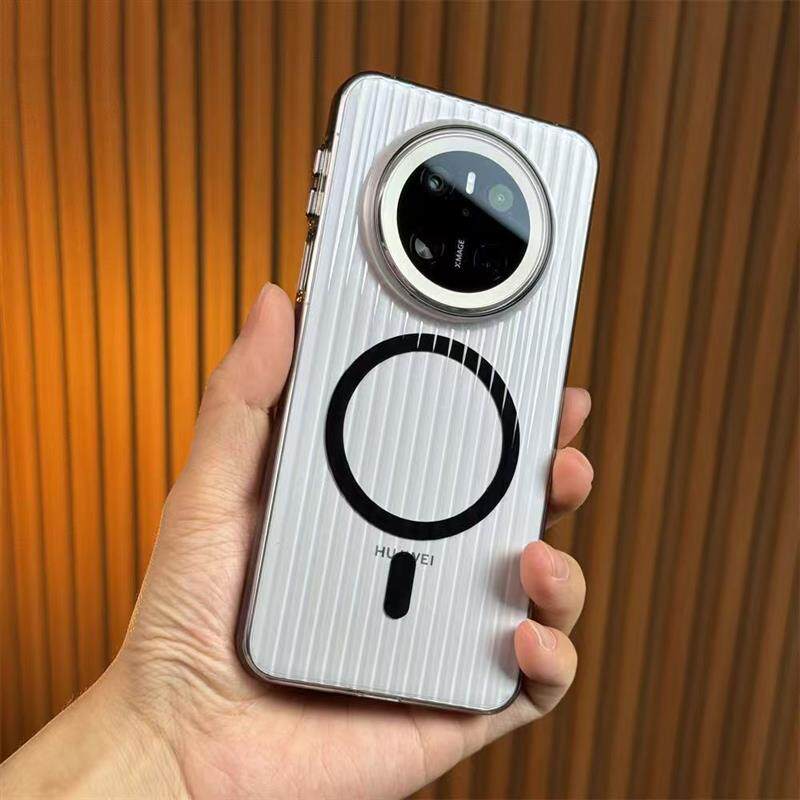 耐黄适用华为mate70pro+冰透磁吸瓦楞手机壳Mate80立体行李箱纹40