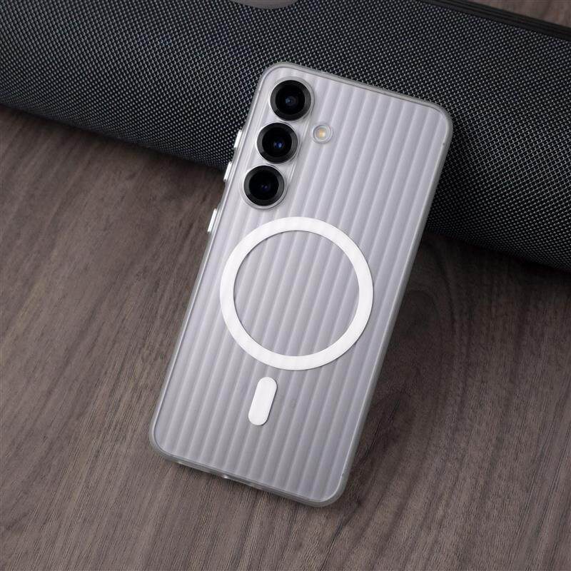三星s26ultra瓦楞光栅条纹磁吸充电s25+手机壳s24/23ultra亚克力磨砂透明超薄裸机感s26plus潮男女新高级感男