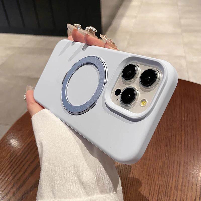 耐脏baby奶蓝色带磁吸支点支架一体适用15小米14手机壳13软糯液态