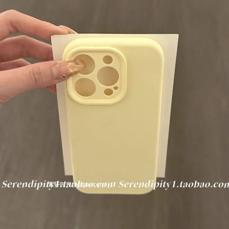 淡奶油黄色液态硅胶适用16苹果17/15promax手机壳iphone14/13全包镜头12pro小众简约11纯软糯耐脏高级感女